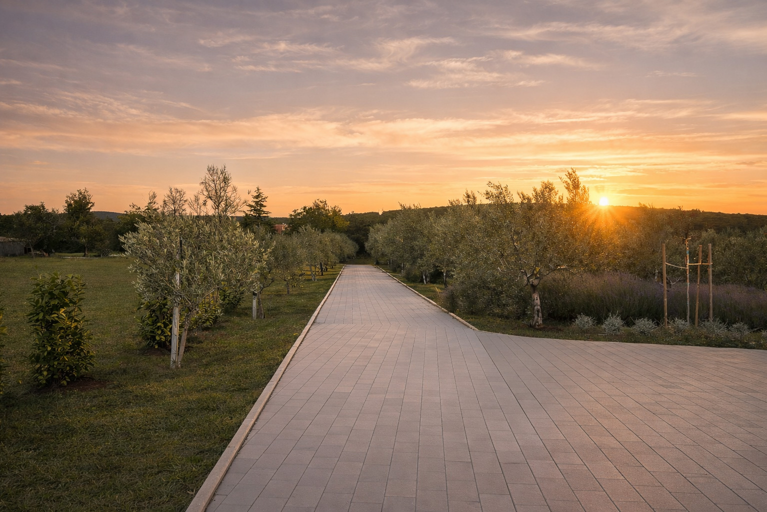 intimate villa wedding setting in Istria with ceremony and dinner in one location